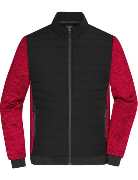 Jacke Herren Hybrid James Nicholson JN1866 schwarz/rot meliert