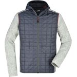 Jacke Herren-Strick-Hybrid James Nicholson JN772 helle Melange/Anthrazit-Melange