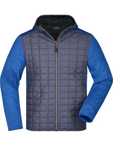 Jacke Herren Strick-Hybrid James Nicholson JN772 Grau Melange/Anthrazit Melange