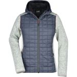 Damen-Hybrid-Strickjacke James Nicholson JN771 helle Melange/Anthrazit-Melange