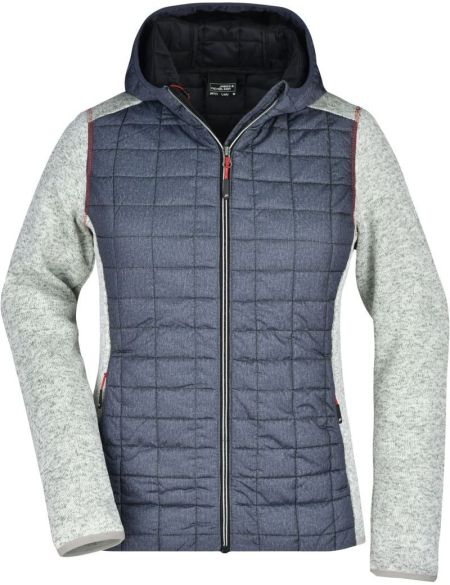 Damen-Hybrid-Strickjacke James Nicholson JN771 helle Melange/Anthrazit-Melange