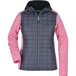 Damen-Hybrid-Strickjacke James Nicholson JN771 Pink Melange/Anthrazit Melange
