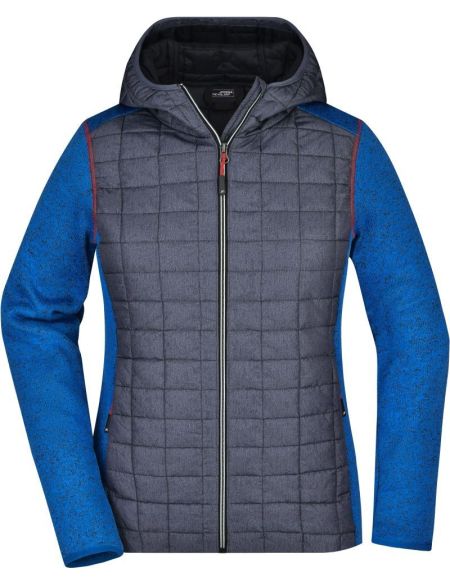 Gestrickte Hybridjacke für Damen James Nicholson JN771 grau meliert/anthrazit meliert