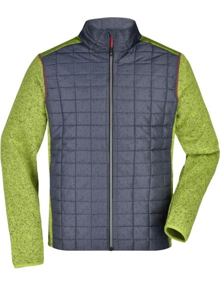 Jacke Herren Strick-Hybrid James Nicholson JN742 Kiwi Melange/Anthrazit Melange