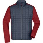 Jacke Herren Strick-Hybrid James Nicholson JN742 Rot Melange/Anthrazit Melange