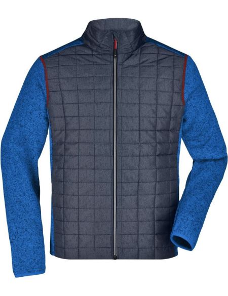 Jacke Herren Strick-Hybrid James Nicholson JN742 Grau Melange/Anthrazit Melange