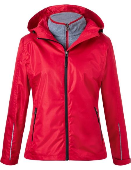 Damen 3-in-1 Jacke James Nicholson JN1153 red/black