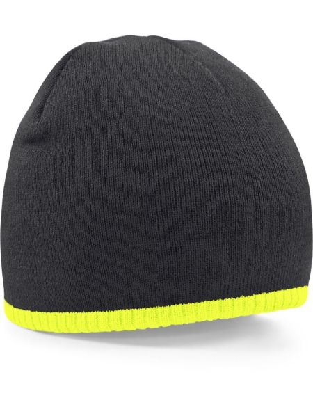 Mütze 2-farbig gestrickt Beechfield B44C schwarz/stein