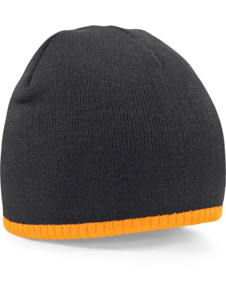 Mütze 2-farbig gestrickt Beechfield B44C schwarz/stein