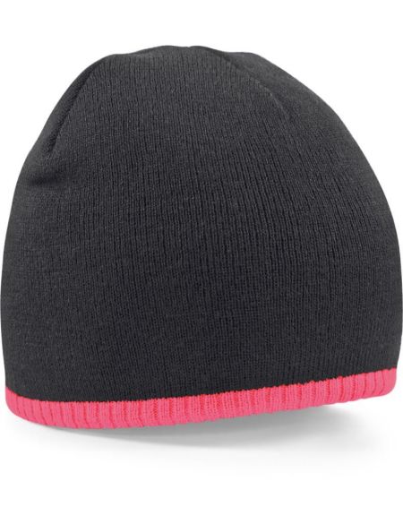 Mütze 2-farbig gestrickt Beechfield B44C schwarz/stein