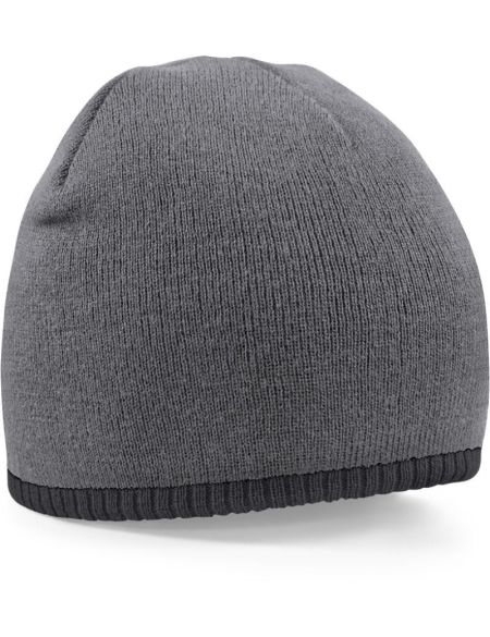 Mütze 2-farbig gestrickt Beechfield B44C schwarz/stein
