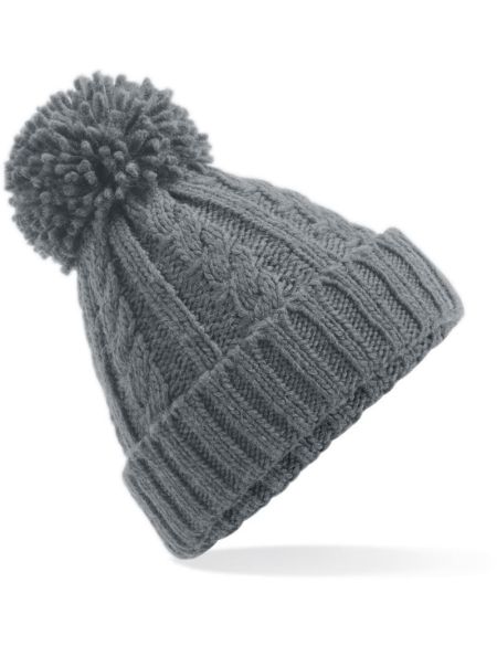 Strickmütze Melange mit Bommel Beechfield B480 schwarz