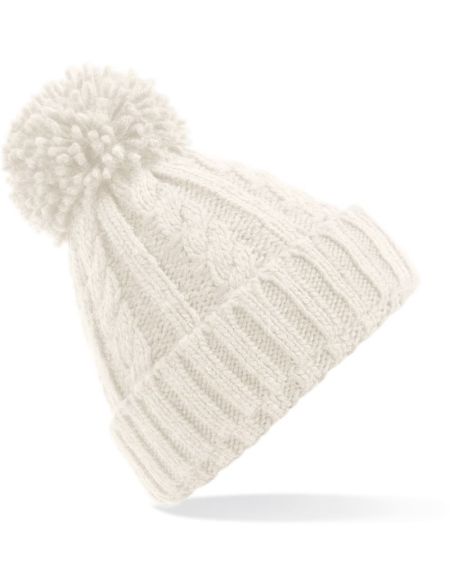 Strickmütze Melange mit Bommel Beechfield B480 schwarz