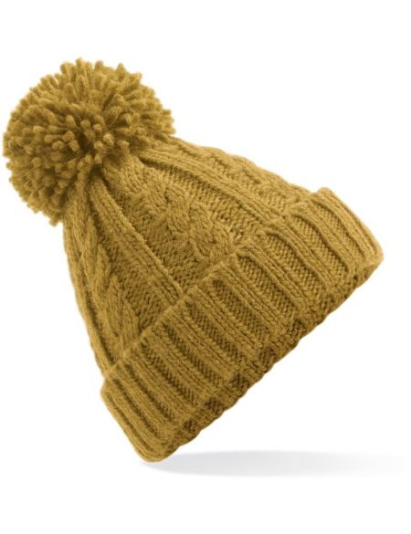 Strickmütze Melange mit Bommel Beechfield B480 schwarz