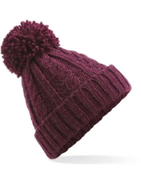Strickmütze Melange mit Bommel Beechfield B480 schwarz
