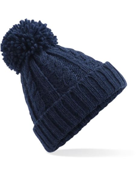 Strickmütze Melange mit Bommel Beechfield B480 schwarz
