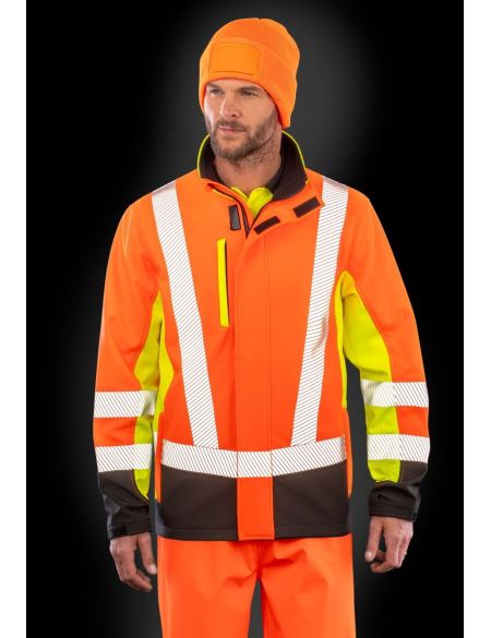 3-Lagen Sicherheits-Softshelljacke Result R506X fluoreszierend