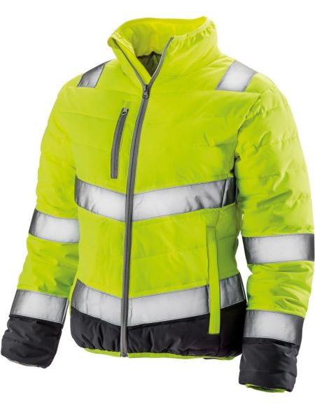 Damen-Sicherheitsjacke Result R325F fluoreszierend gelb/grau