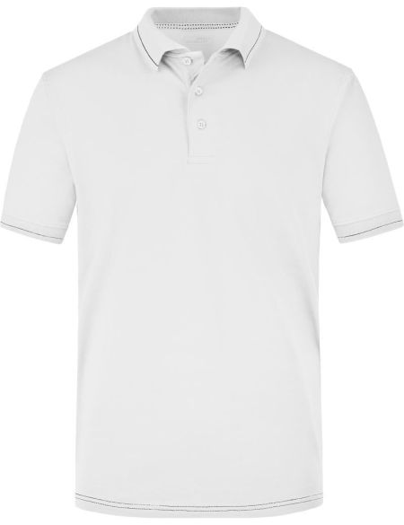 Herren Jersey-Poloshirt aus elastischem Material Daiber JN569 weiß/schwarz