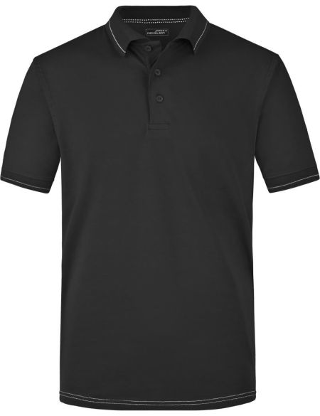Herren Jersey-Poloshirt aus elastischem Material Daiber JN569 weiß/schwarz