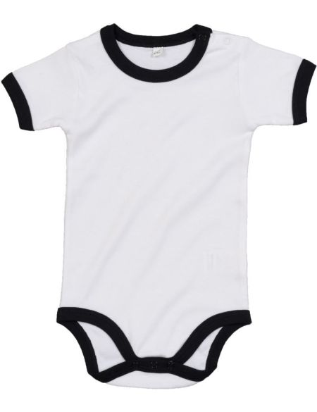 Babybugz BZ19 weiß/schwarzer Kinderbody mit Besatz