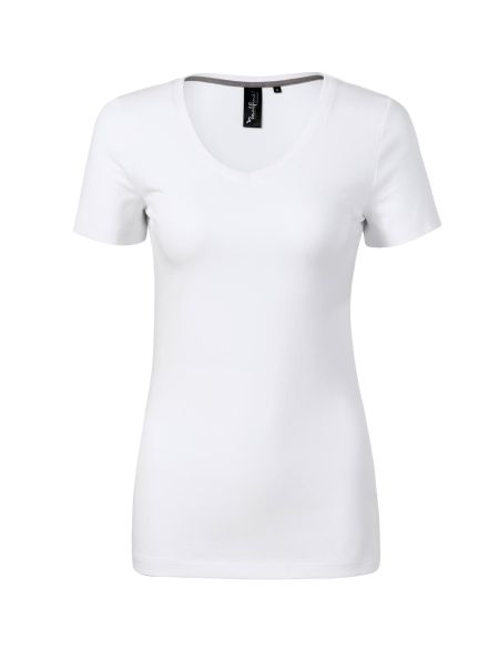Damen T-Shirt mit tieferem Ausschnitt Malfini Action V-Neck 701 weiß