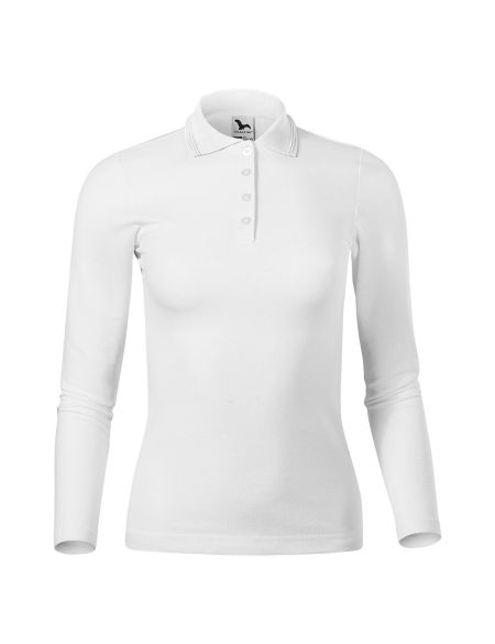 Damen Langarm-Poloshirt Malfini Pique Polo LS 231 weiß