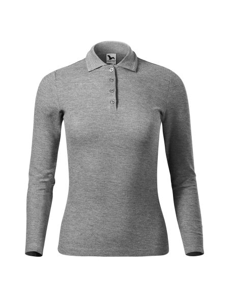 Damen Langarm-Poloshirt Malfini Pique Polo LS 231 weiß