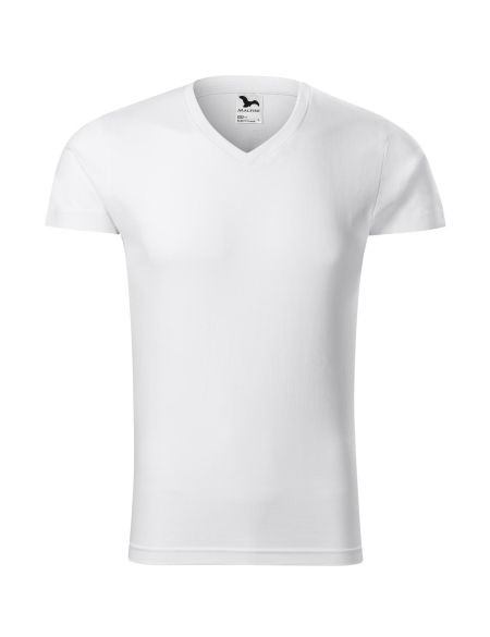 Men's T-shirt Malfini Slim Fit V-Neck 146 white