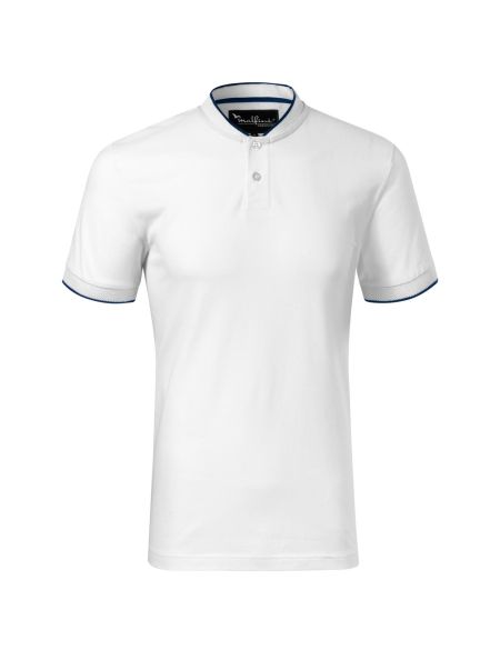 Men's bomber style polo shirt Malfini Diamond 273 white