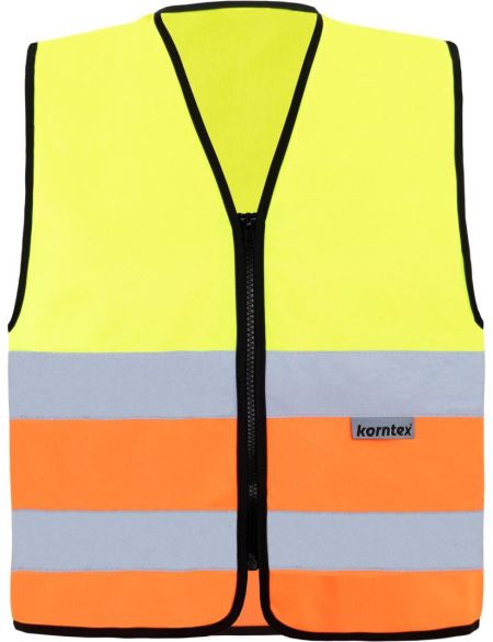Safety vest with zipper Korntex RX217 Cologne neon green