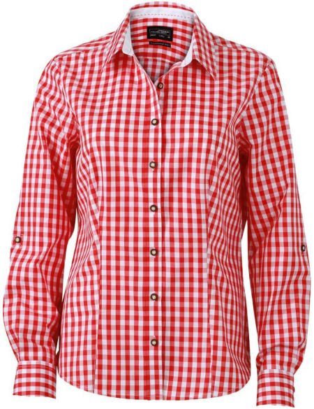 Women's checkered long-sleeved shirt Daiber JN637 green/white