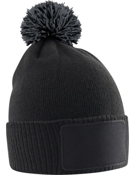 Kindermütze mit Bommel Snowstar Beechfield B443B schwarz/graphitgrau