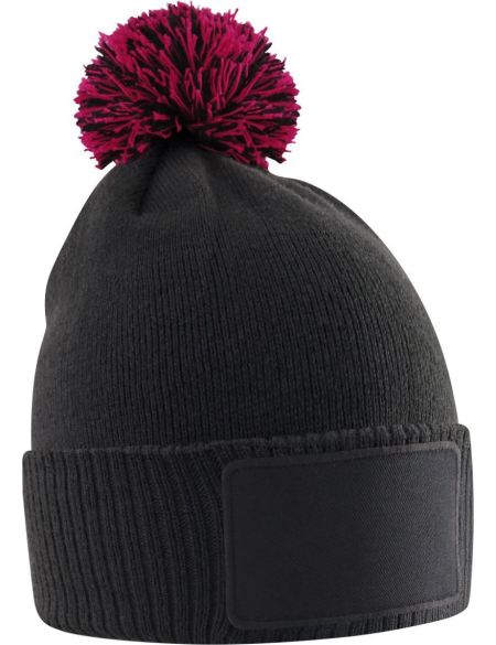 Kindermütze mit Bommel Snowstar Beechfield B443B schwarz/graphitgrau