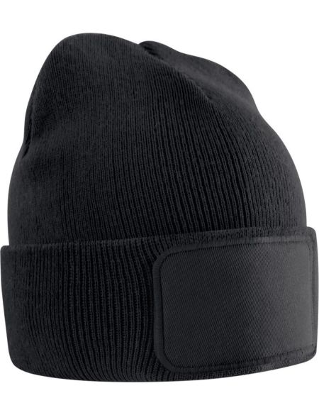 Kindermütze mit Patch Beechfield B445B schwarz