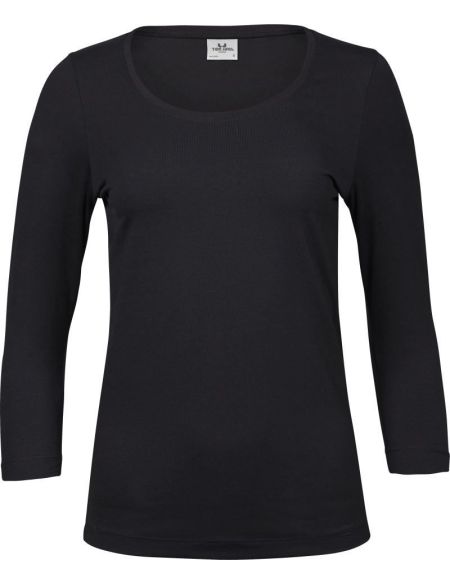 Damen-T-Shirt mit elastischem 3/4-Ärmeln, Modell Tee Jays TJ460, weiß