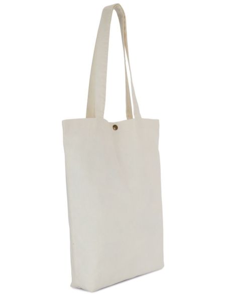 Baumwolltasche mit Druckknopfverschluss, Kimood KI3213, gewaschenes Schwarz