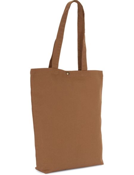 Baumwolltasche mit Druckknopfverschluss, Kimood KI3213, gewaschenes Schwarz