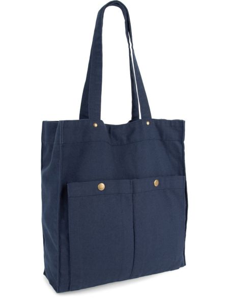 Cotton bag with 2 snaps Kimood KI3215 washed black