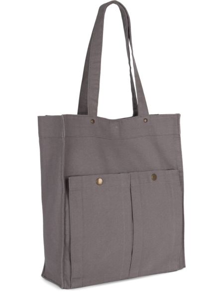 Cotton bag with 2 snaps Kimood KI3215 washed black