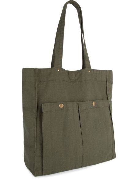 Cotton bag with 2 snaps Kimood KI3215 washed black