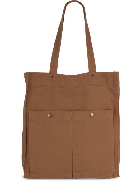 Baumwolltasche mit 2 Druckknöpfen, Kimood KI3215, gewaschenes Schwarz