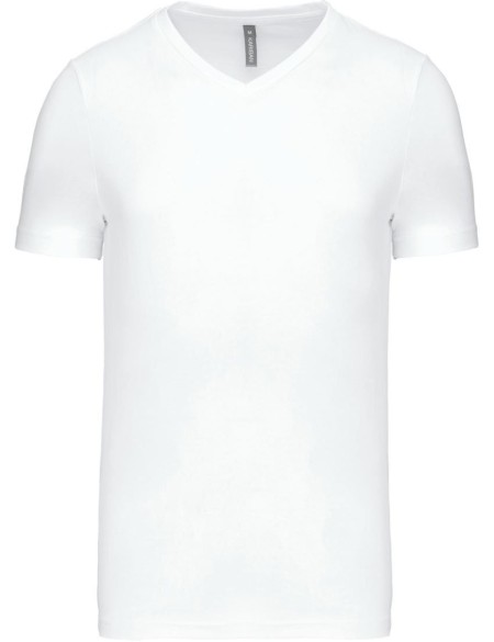 Kariban K357 weißes Herren-T-Shirt mit V-Ausschnitt