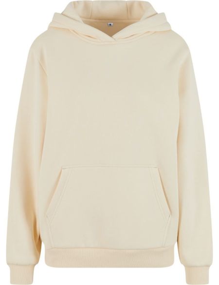 Oversize-Sweatshirt mit Kapuze für Damen, flauschig, weiß, mit dem Aufdruck Build your Brand.