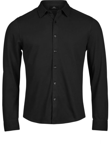 Langärmeliges Piqué-Shirt Luxury Stretch Tee Jays TJ1416 schwarz