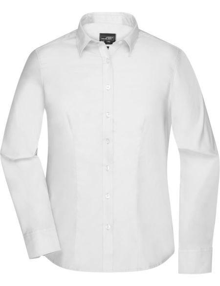 Damen-Langarmhemd aus Mikro-Twill, bügelfrei, Daiber JN681, weiß
