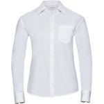 Damen-Popeline-Hemd, pflegeleicht, langärmlig, Russell Athletic 936F, weiß