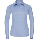 Damenbluse mit Fischgrätmuster, langärmlig, weiß, Russell Athletic 962F