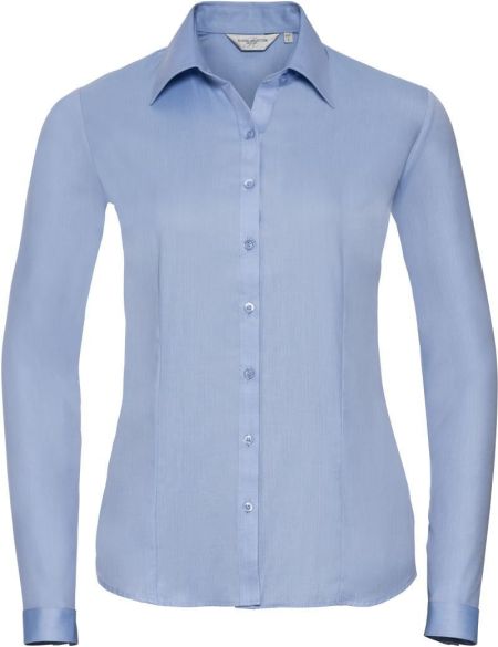 Women's shirt herringbone pattern long sleeve Russell Athletic 962F white