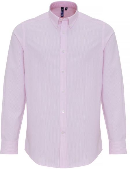 Premier striped oxford shirt PR238 white/pink